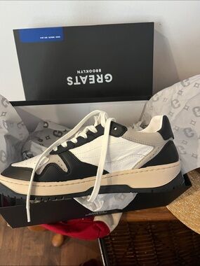 Greats Royale Low-Top Sneaker in White, Black and Cream